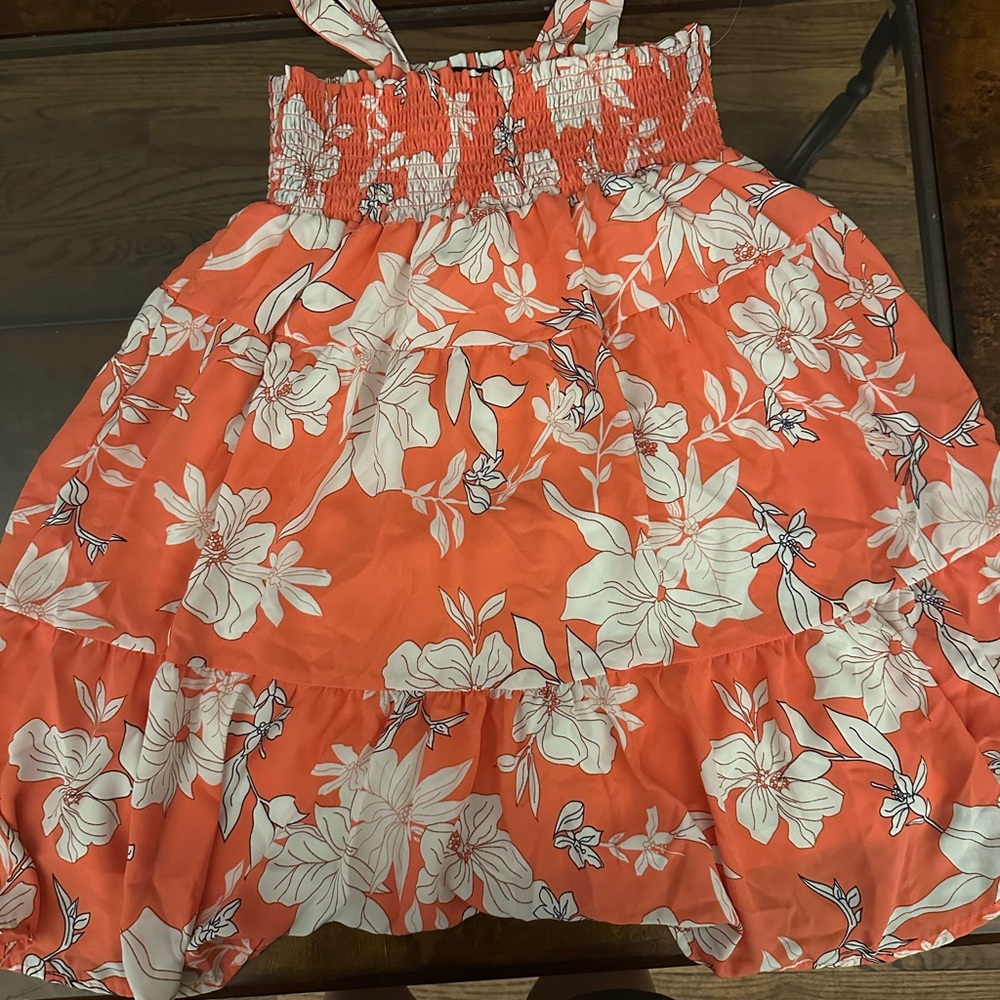 Sleeveless Orange and Pink Tiered Sundress